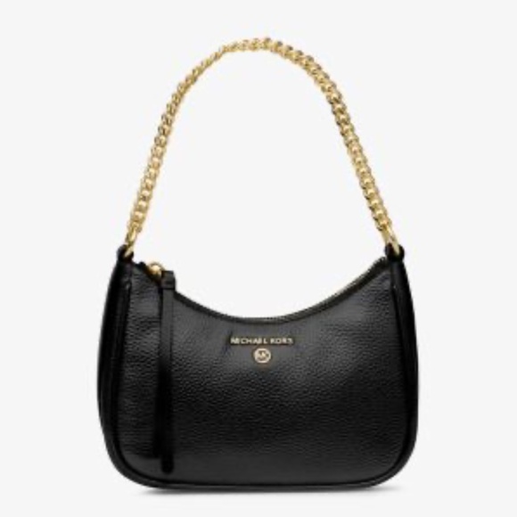 Michael Kors Jet Set Charm Small Pebbled Leather Pochette (Black)